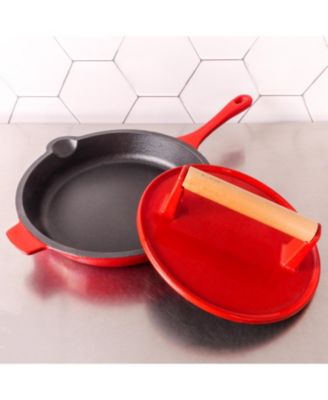 Neo 2pc Cast Iron 10" Fry Pan with Steak Press