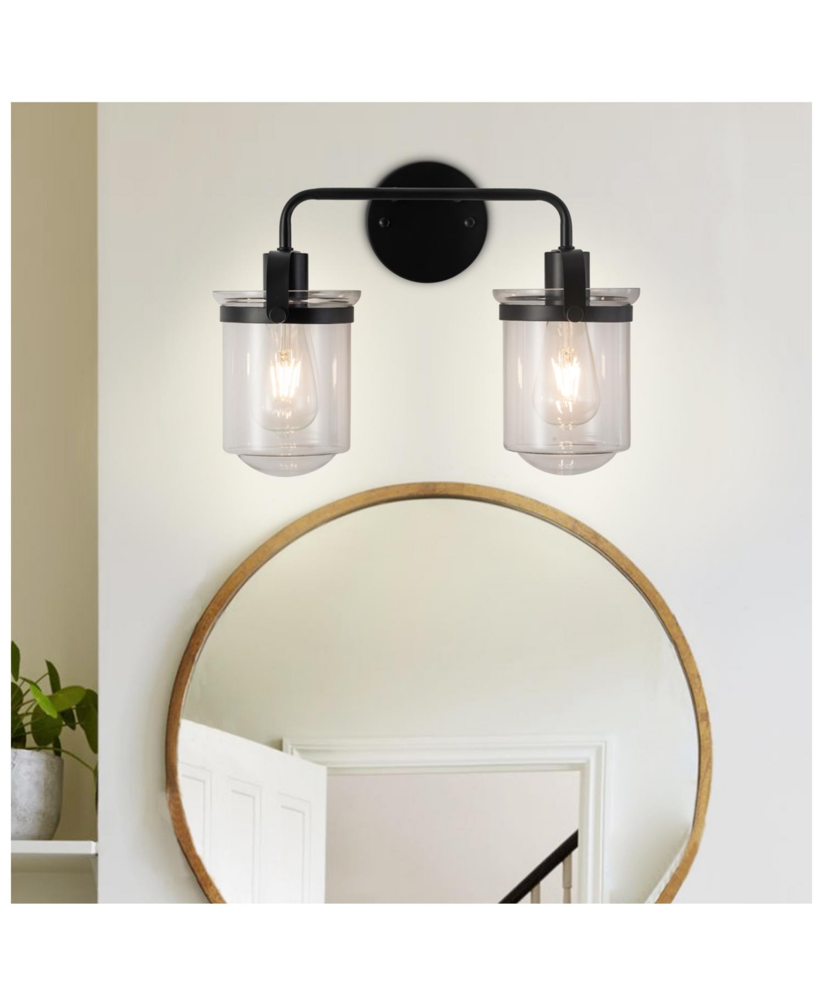Slickblue Set of 2 Modern Industrial Wall Sconces with Clear Glass Shade - Versatile Indoor Light Fixture