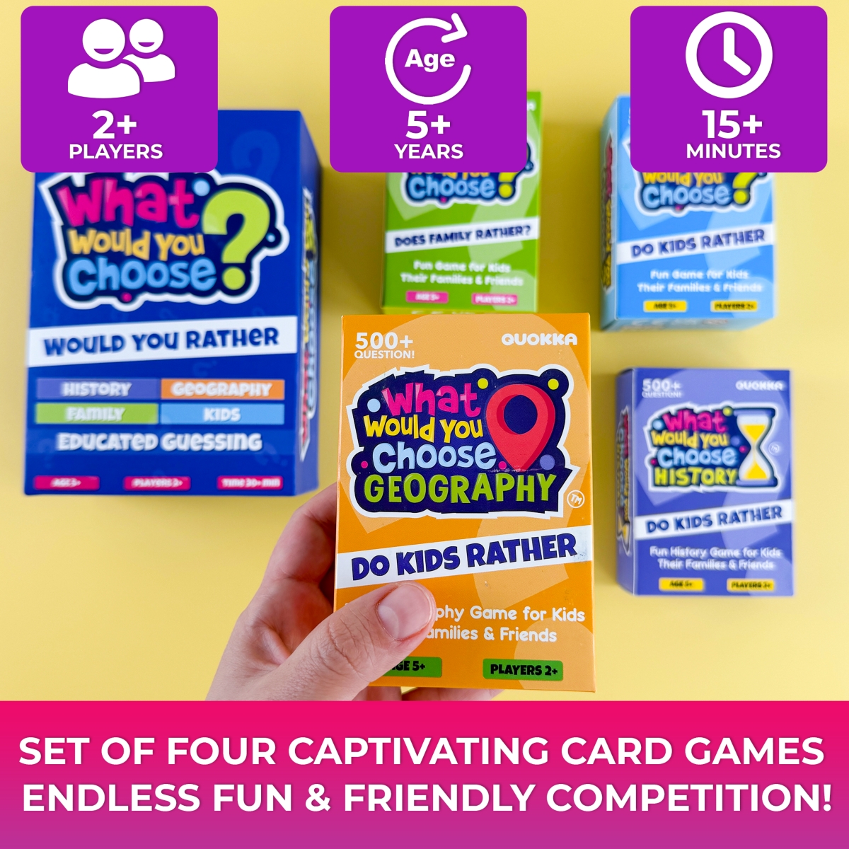 Quokka Setx4 Card Game for 8-12 Year Olds - Family Card Game for Kids Ages 5-8 - Set of Games
