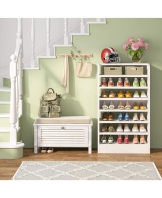 8-Tier Tall Shoe Rack for Entryway, Shoes Storage Organizer, Wooden Shoe Storage Cabinet Shoe Stand