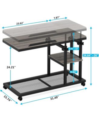 34.5 inch Wood  Height Adjustable C Table with Wheels and Tiltable Drawing Board desk