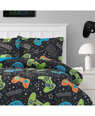 Video Gamer Set Black 2-Piece Ultra Soft Microfiber Comforter Set - Twin