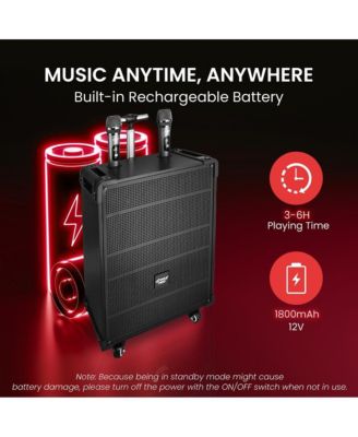 PWMA1099A – 10" Portable Bluetooth Speaker System with 600W Power, Rechargeable Battery, Wireless Mic, USB/Micro SD/FM, LED Display