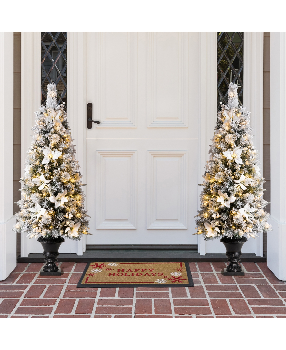 Glitzhome Pre-lit Pine Artificial Christmas Porch Tree, 5 Feet In Multi Color