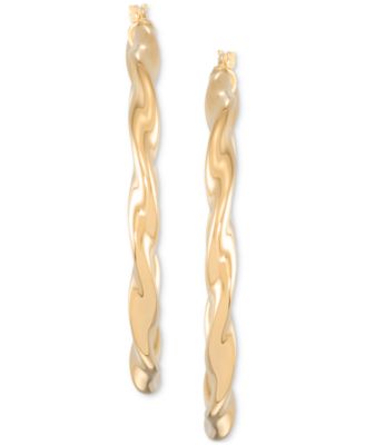 Twisted Hoop Earrings in 18k Yellow Gold Over Sterling Silver (45mm)