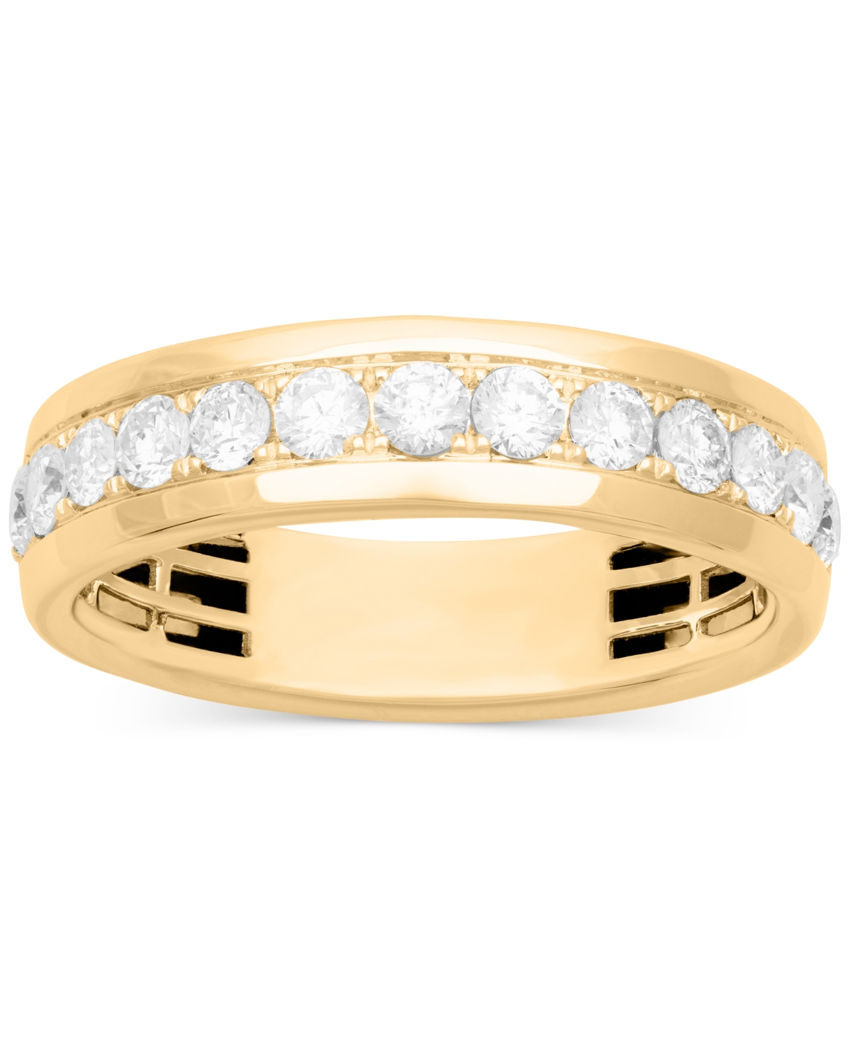 Macy's Men's Diamond Comfort Fit Band Ring (1 Ct. T.w.) In 14k White Gold (also In 14k Yellow Gold) In Yellow Gold