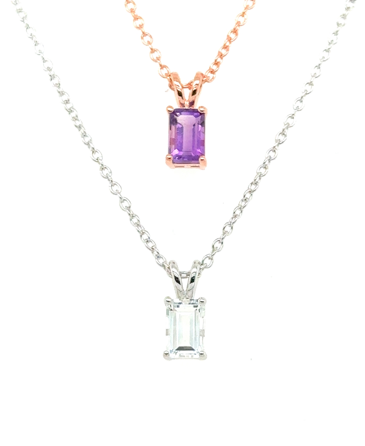 MACY'S 2-PC. SET RUBY (5/8 CT. T.W.) & WHITE TOPAZ (5/8 CT. T.W.) SOLITAIRE 18" PENDANT NECKLACES IN STERLI 