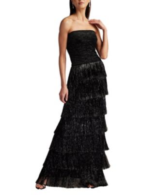 Women's Shania Sequin Velvet Fringe Gown