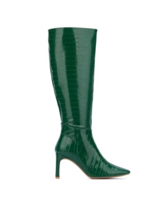 Women's Isabelle Croc Embossed Knee-High Boots Dress Boots