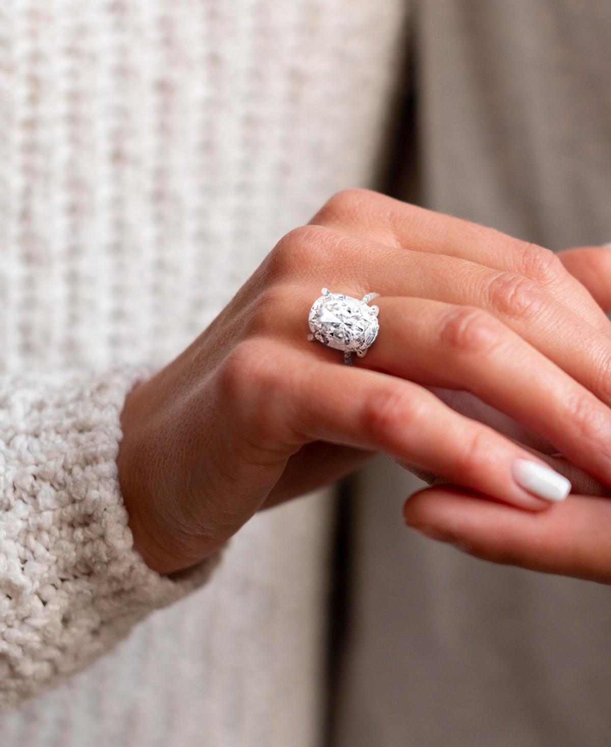 Macy's Lab Grown Moissanite Engagement Ring (8 Ct. T.w.) In 10k White Gold In White