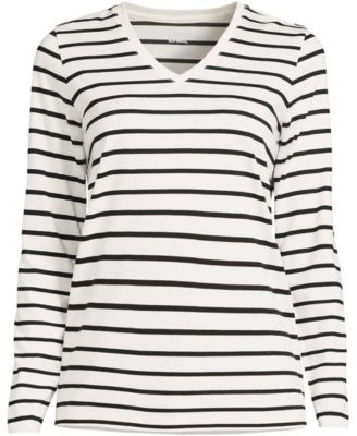 Women's Relaxed Supima Cotton Long Sleeve V-Neck T-Shirt