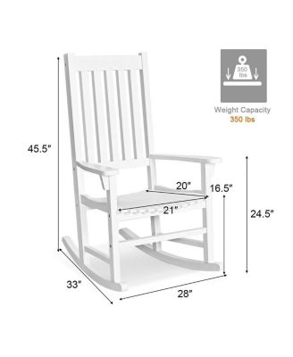 Indoor Outdoor Wooden High Back Rocking Chair-White