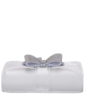 Tiered Crystal Bow Flap Clutch