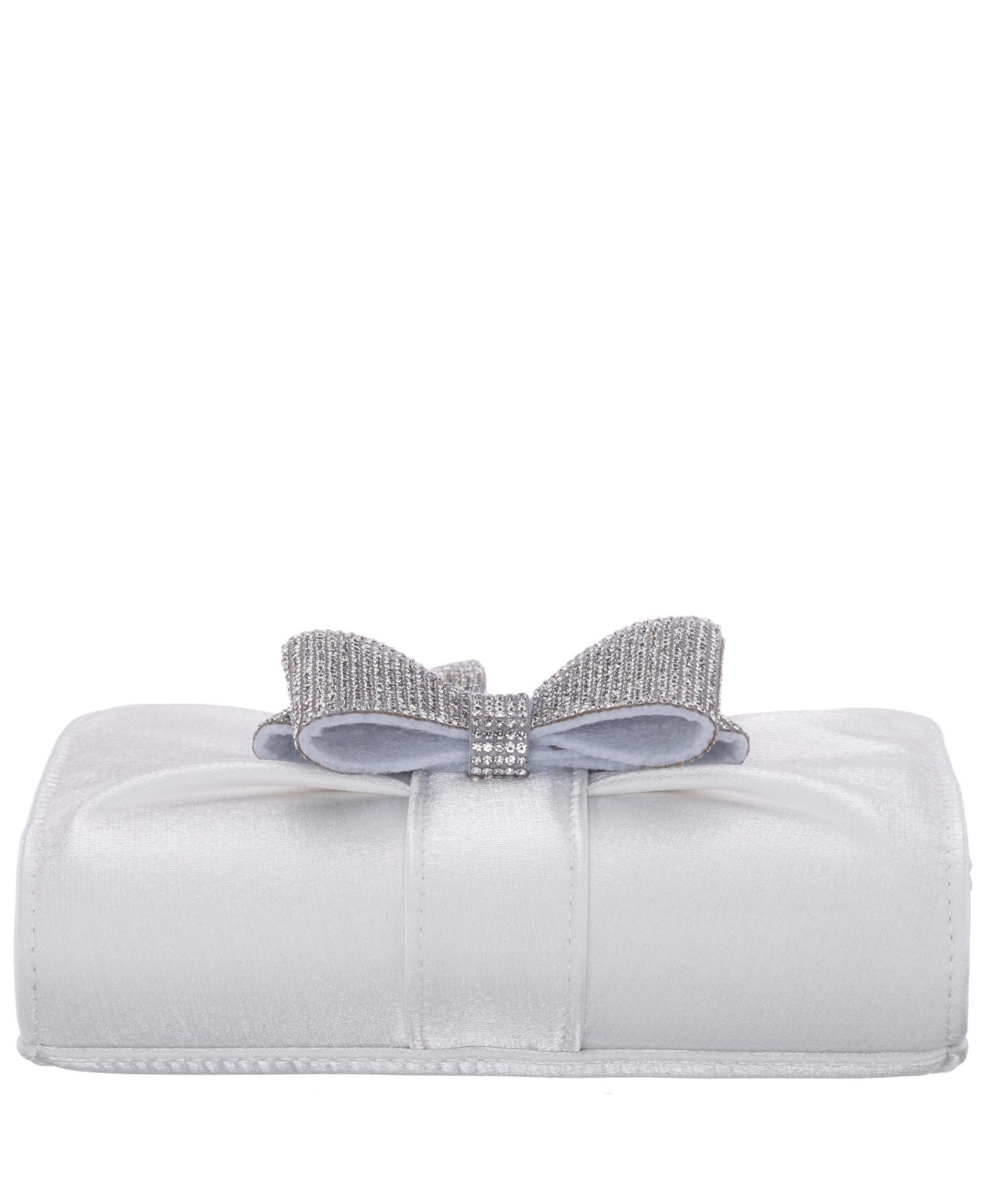 Женский клатч Nina Tiered Crystal Bow Flap Clutch, цвет: Белый — фото 5