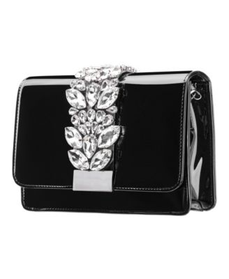 Crystal Embellished Patent Flap Clutch