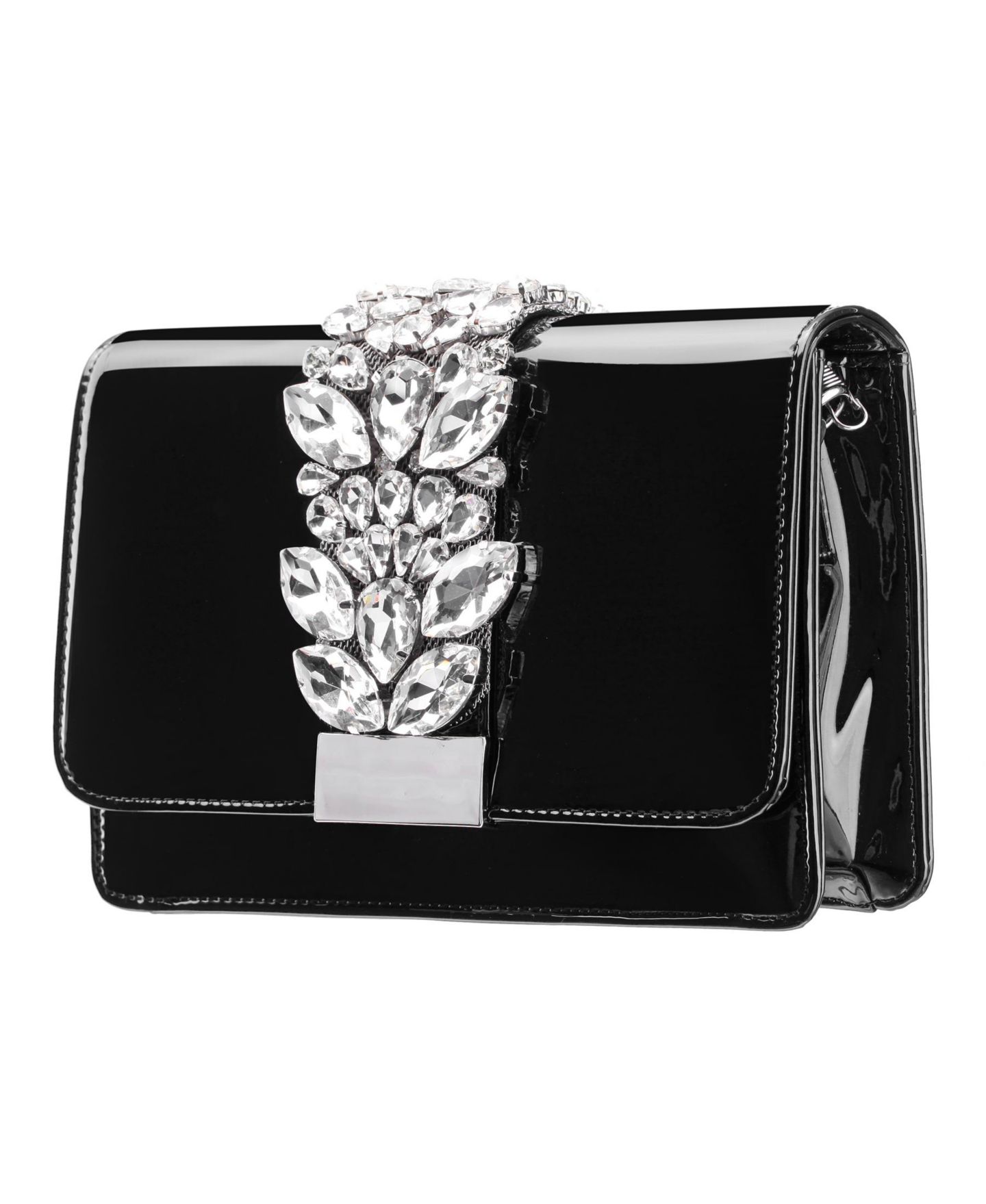 Женский клатч Nina Crystal Embellished Patent Flap Clutch, цвет: Чёрный — фото 3