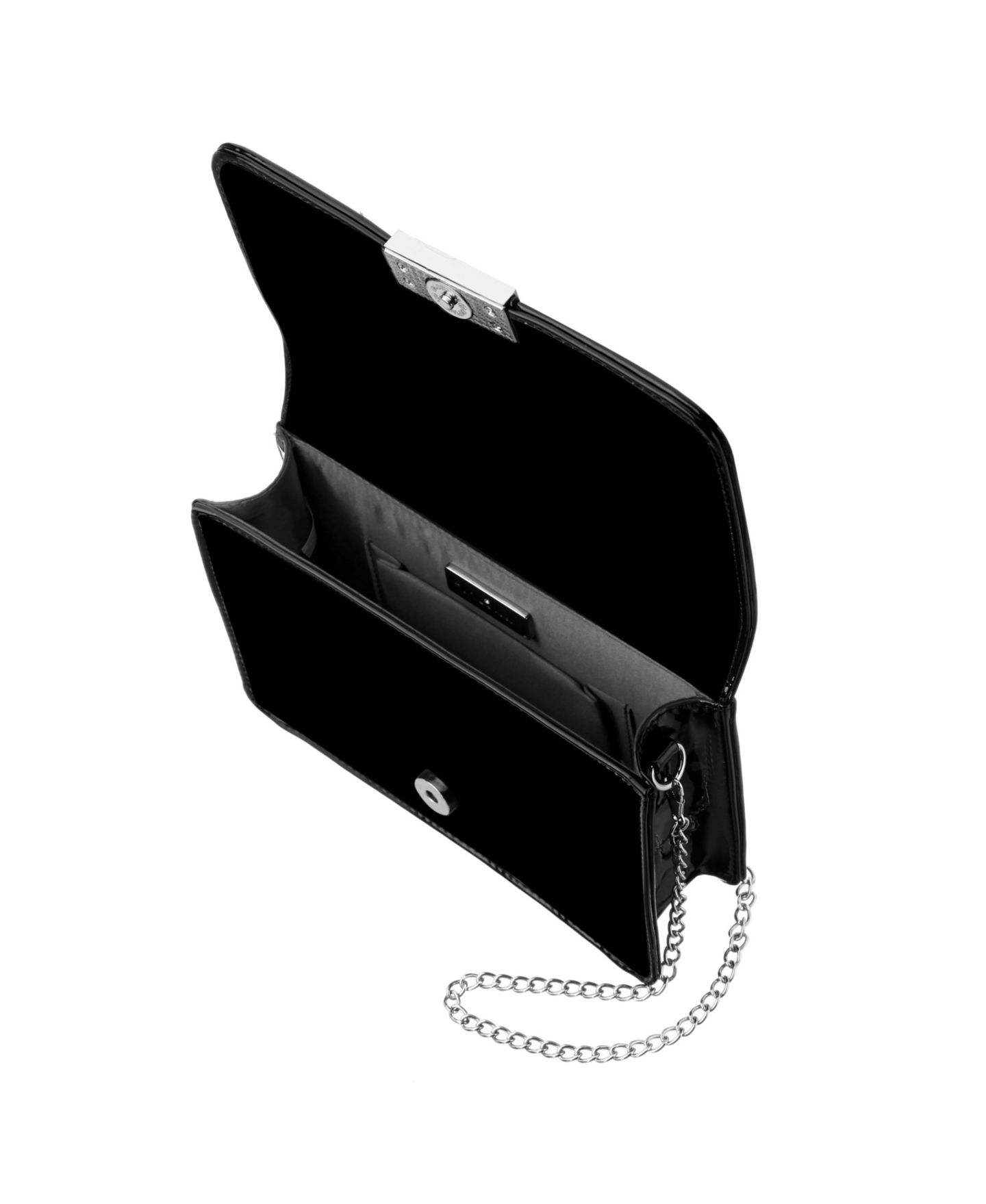 Женский клатч Nina Crystal Embellished Patent Flap Clutch, цвет: Чёрный — фото 4
