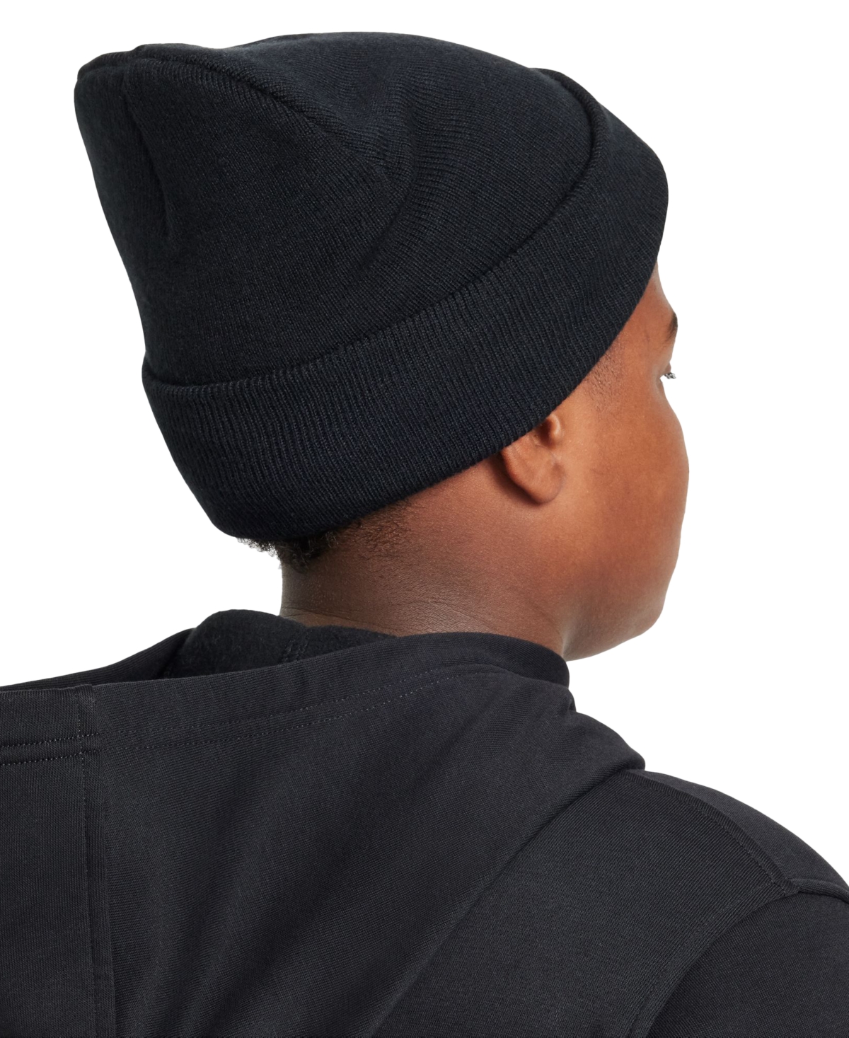 Nike Big Kids Peak Logo Embroidered Ribbed-knit Beanie In Black,(white)