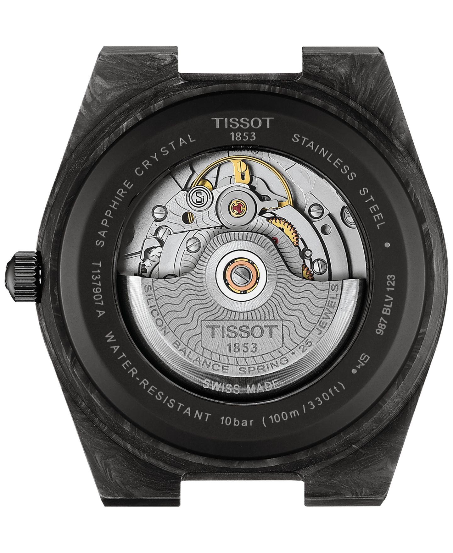 Мужские часы Tissot Swiss Automatic PRX Powermatic 80 Black Rubber Strap Watch 40mm — фото 3
