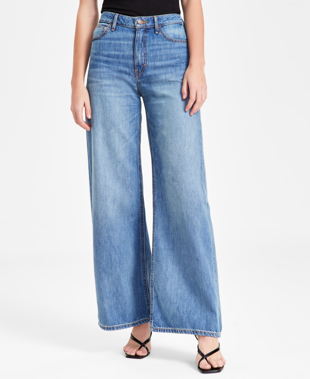 Guess Women's Bellflower High-Rise Wide-Leg Jeans - Cami-mediu