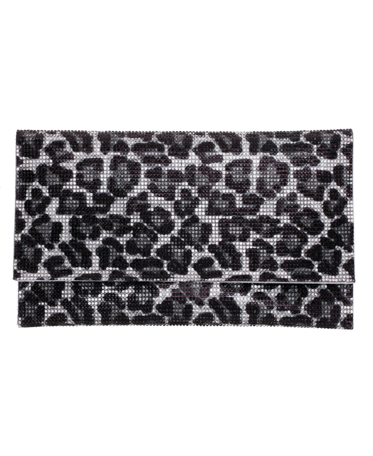 Nina Leopard Print All Over Crystal Envelope Clutch In Black Leopard
