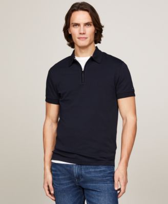 Tommy Hilfiger - Men's Slim Fit Short Sleeve Quarter-Zip Polo Shirt