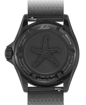 Men's Swiss Automatic Ocean Star Decompression Timer 1961 Black PVD Stainless Steel Mesh Bracelet Watch 41mm