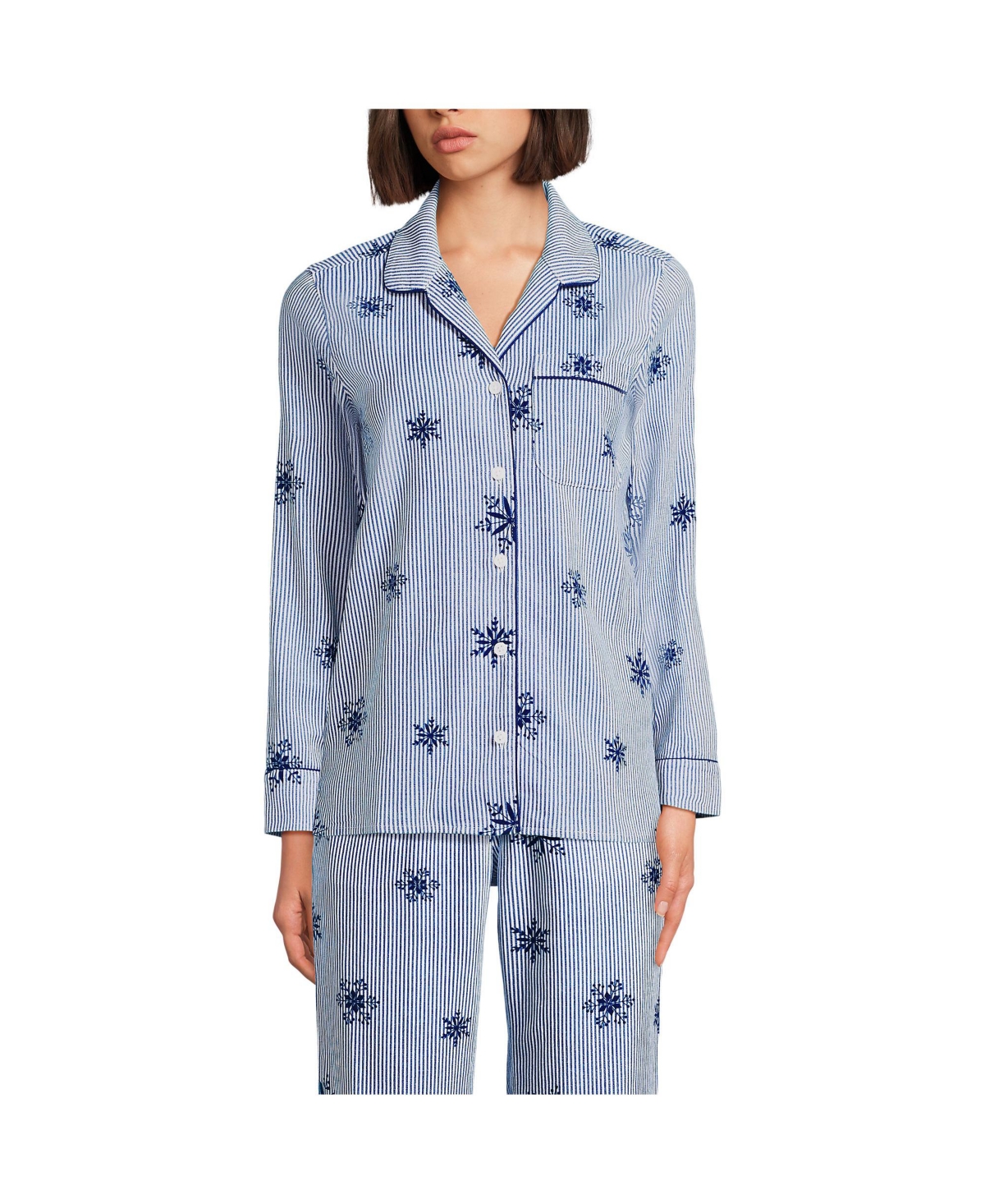 Lands' End Women's Long Sleeve Print Flannel Pajama Top