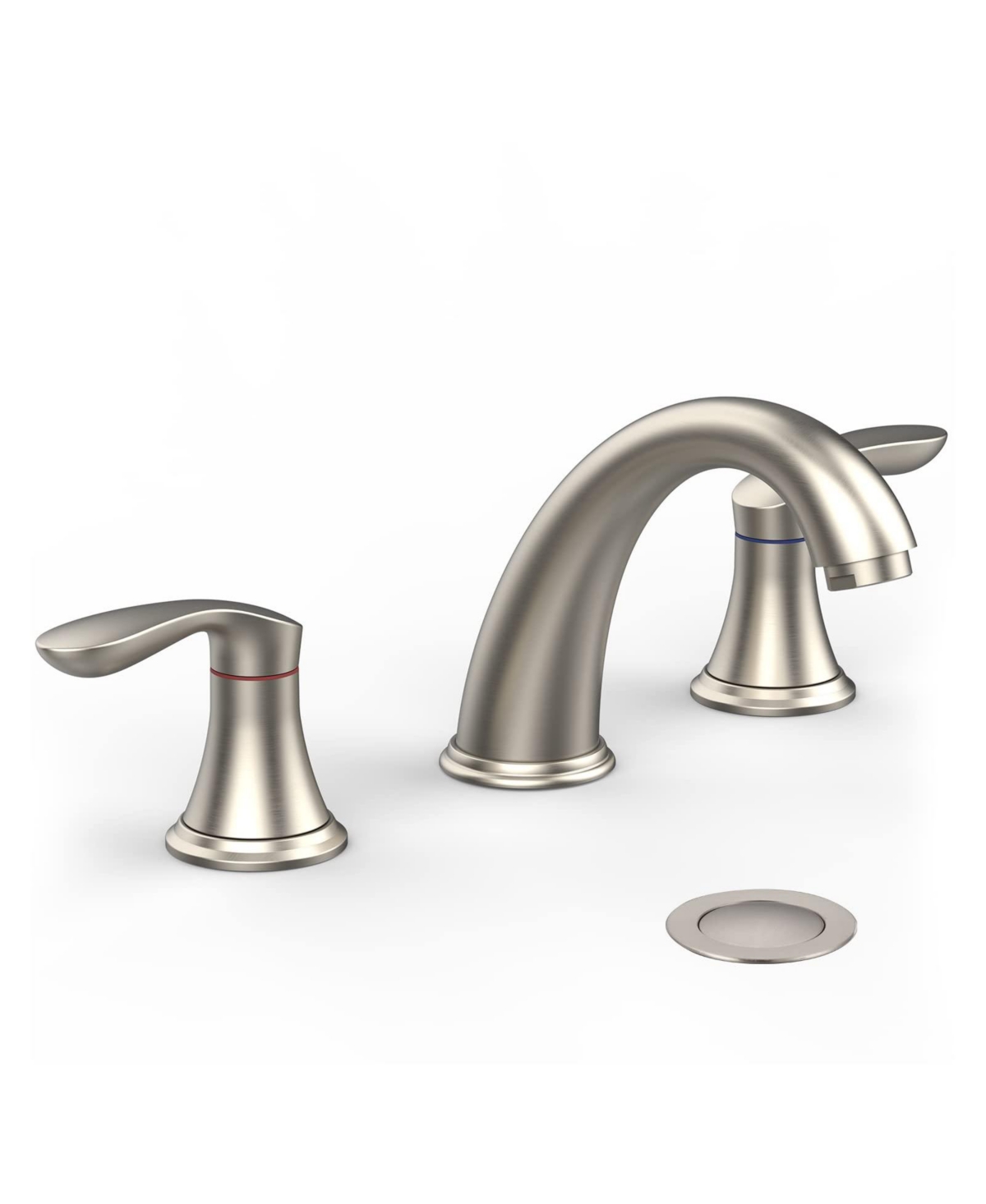 Bathroom Sink Faucet, Faucet for Bathroom Sink, Widespread Brushed Nickel Bathroom Faucet 3 Hole - Silver