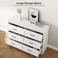 Dresser For Bedroom With 6 Drawers, Wood Drawer Dresser Chest Of Drawers For Closet, Living Room, Hallway, Nursery, Kids Bedroom(White)
