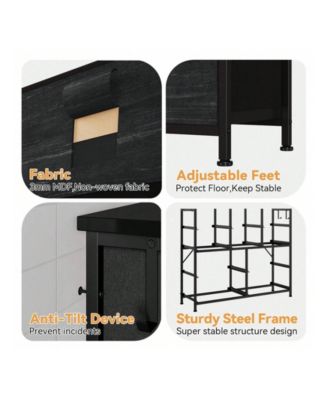 1 Pc Fabric & Metal Dresser 10 Drawers Side Pockets Hooks Wood Tabletop Closet Living Room Hallway Bedroom