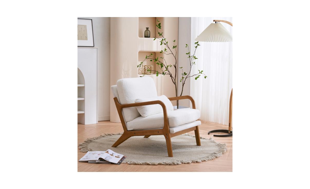 Slickblue Upholstered Teddy Velvet Lounge Chair, Cozy Single Indoor Chair for Living Room Relaxation
