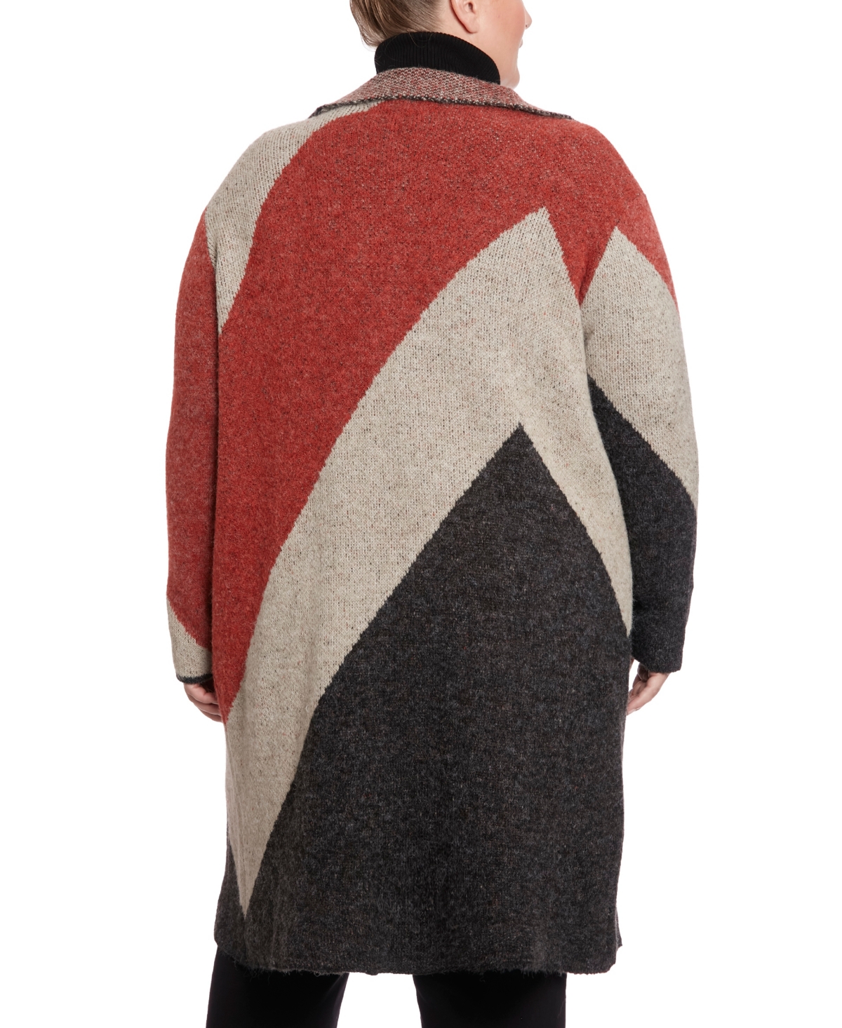 Joseph A Plus Size Notch Collar Coatigan Sweater