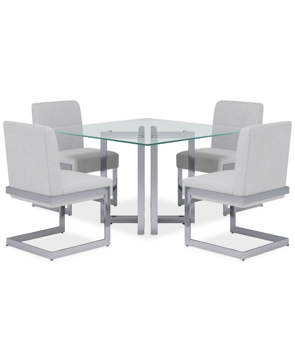 Macy's Emila 5 Pc. Dining Set (rectangular Table & 4 Chairs), Created For  In Clear Glass With Silver Base