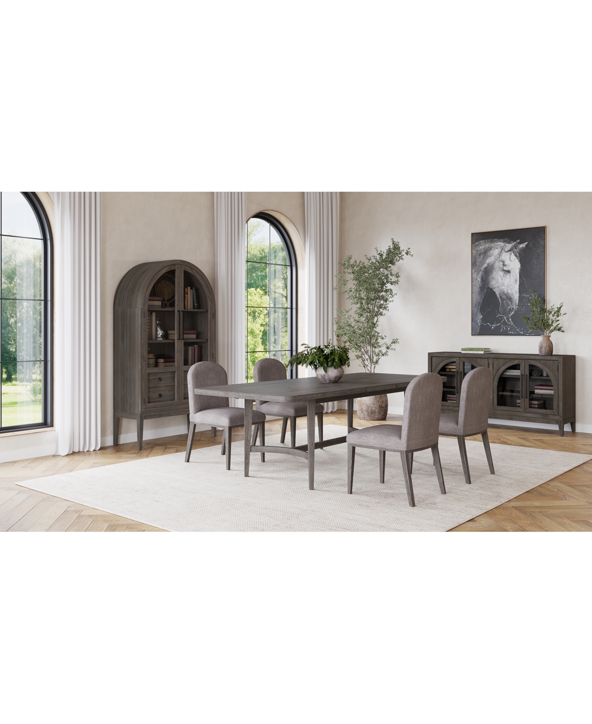 Macy's Griffith 5 Pc. Rectangular Dining Set (table & 4 Side Chairs), Created For  In Dark Gray