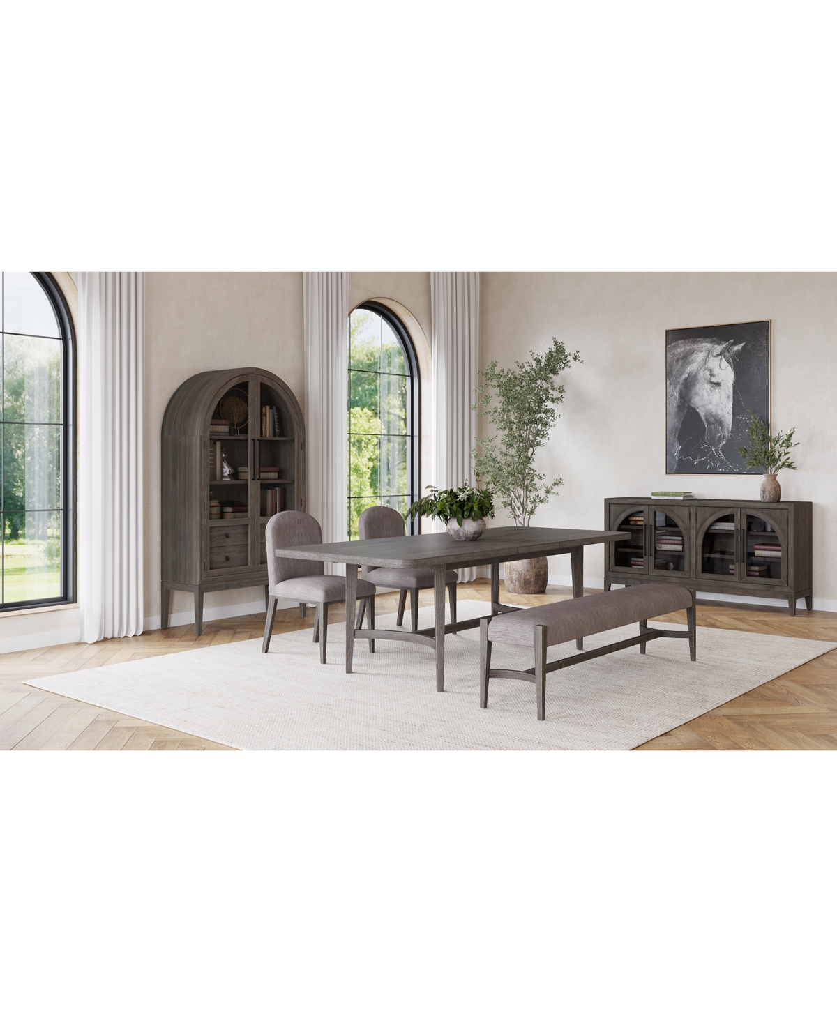 Macy's Griffith 4 Pc. Rectangular Dining Set (table, 2 Side Chairs & Bench), Created For  In Dark Gray