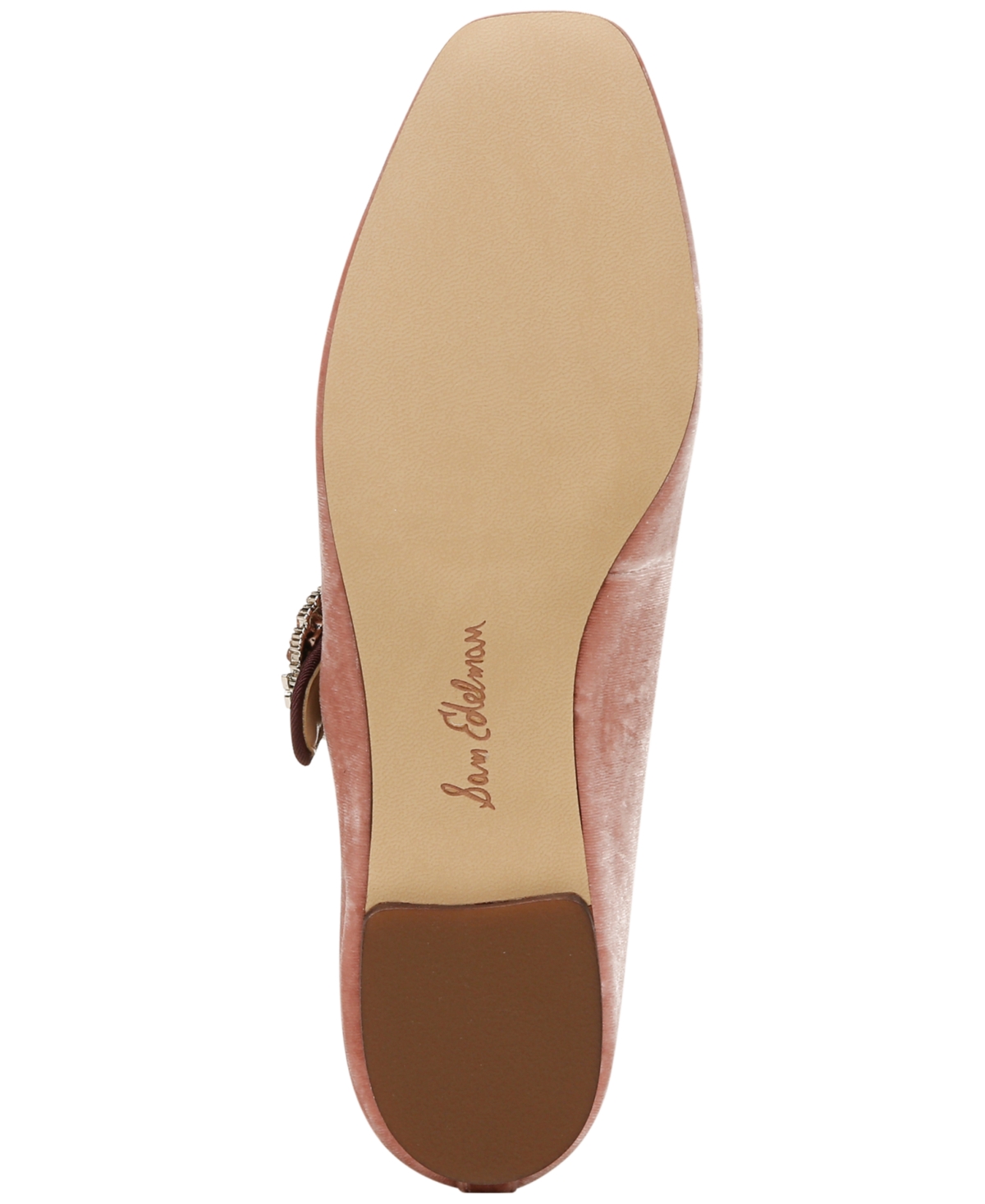 Sam Edelman Women's Michaela Glow Square Toe Embellished Buckle Mary Jane Flats In Winter Peony Velvet