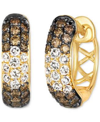 Le Vian - Chocolate Ombr&eacute; Diamond & Vanilla Diamond Small Hoop Earrings (7/8 ct. t.w.) in 14k Gold, 0.55"