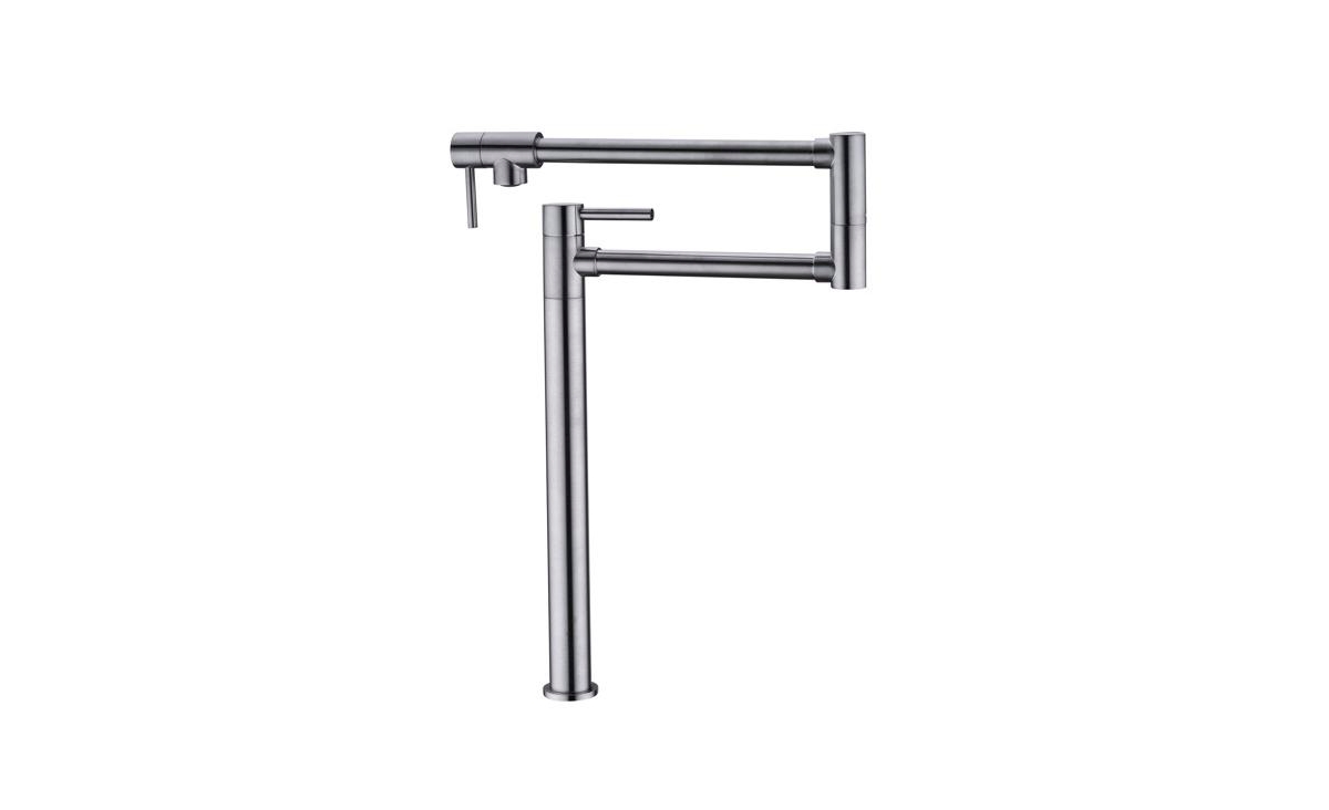 Pot Filler Faucet in Brushed Nickel Finish with Extension Shank for Kitchen Convenience - Silver