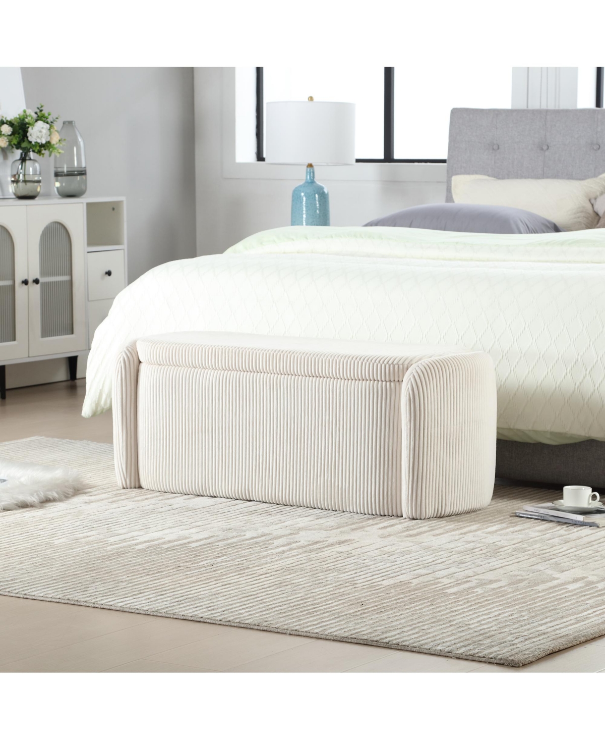 The Pop Home Modern Upholstered Storage Ottoman Bench for Living Room and Bedroom-The Pop Home