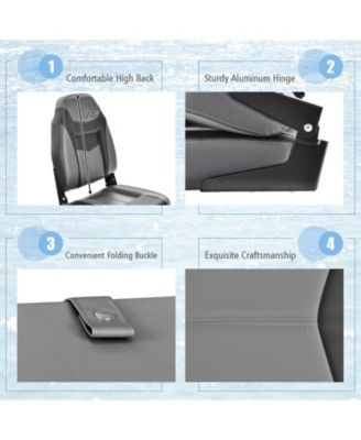 High Back Folding Boat Seats with Black Grey Sponge Cushion and Flexible Hinges