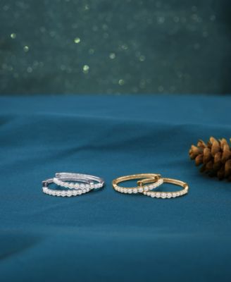 Diamond Hoop Earrings (1 ct. t.w.) in 14k White or Yellow Gold
