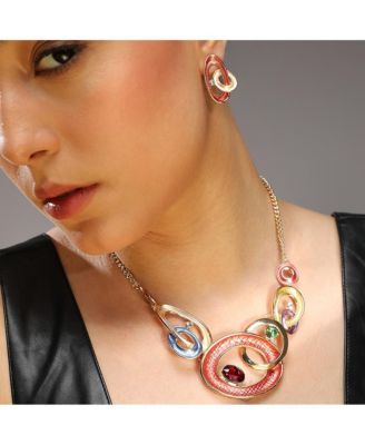 Women's Circular Cluster Jewellery Set