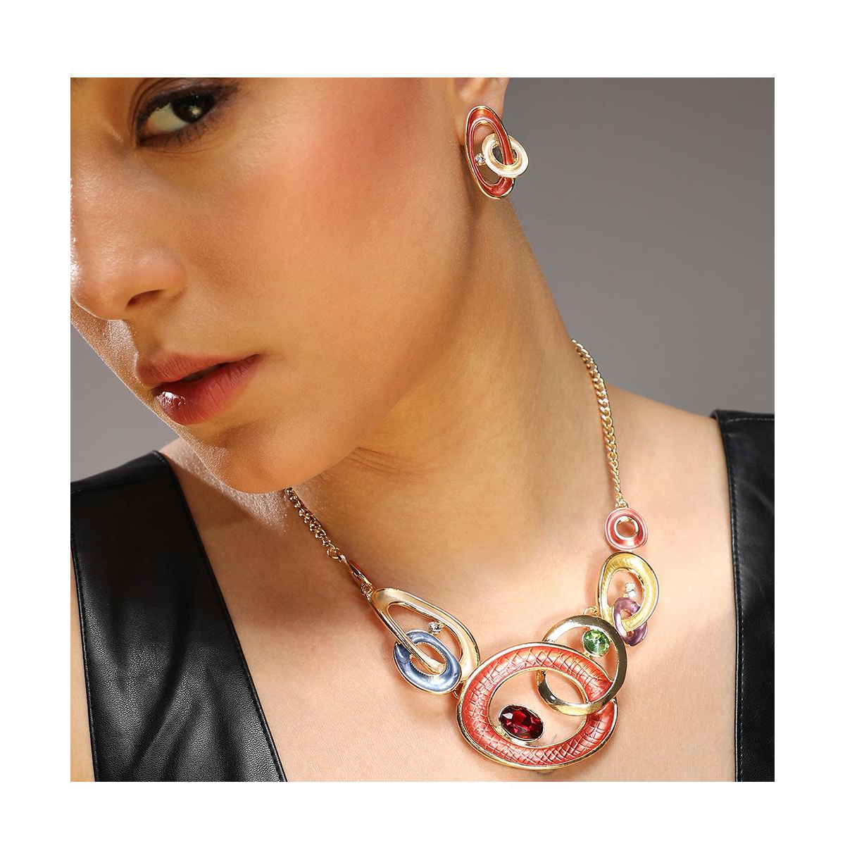 Sohi Women's Circular Cluster Jewellery Set In Gold