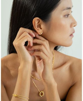 Sterling Silver 18k Gold Plated Dawn Pearl Stud Earrings Holiday Gift Idea