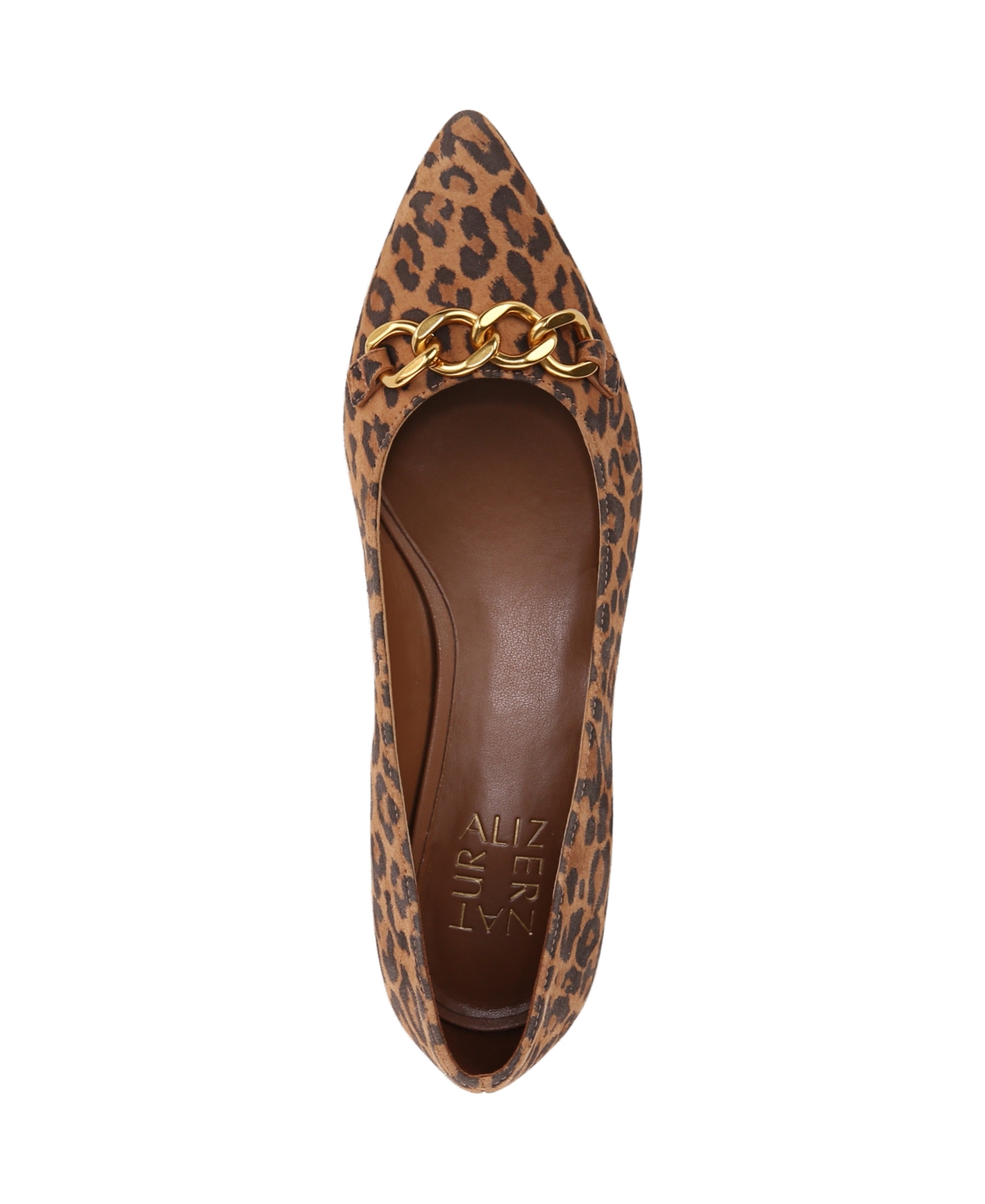 Naturalizer Becca Low-heel Pointed Toe Flats In Dark Tan Leopard Print Suede