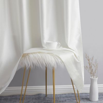 Jefferson Faux Silk Semi Sheer Light Filtering Microfiber Lined Grommet Lightweight Window Curtain Panels, Set of 2