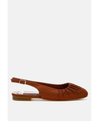 Cheeni Satin Square Toe Flat Slingbacks