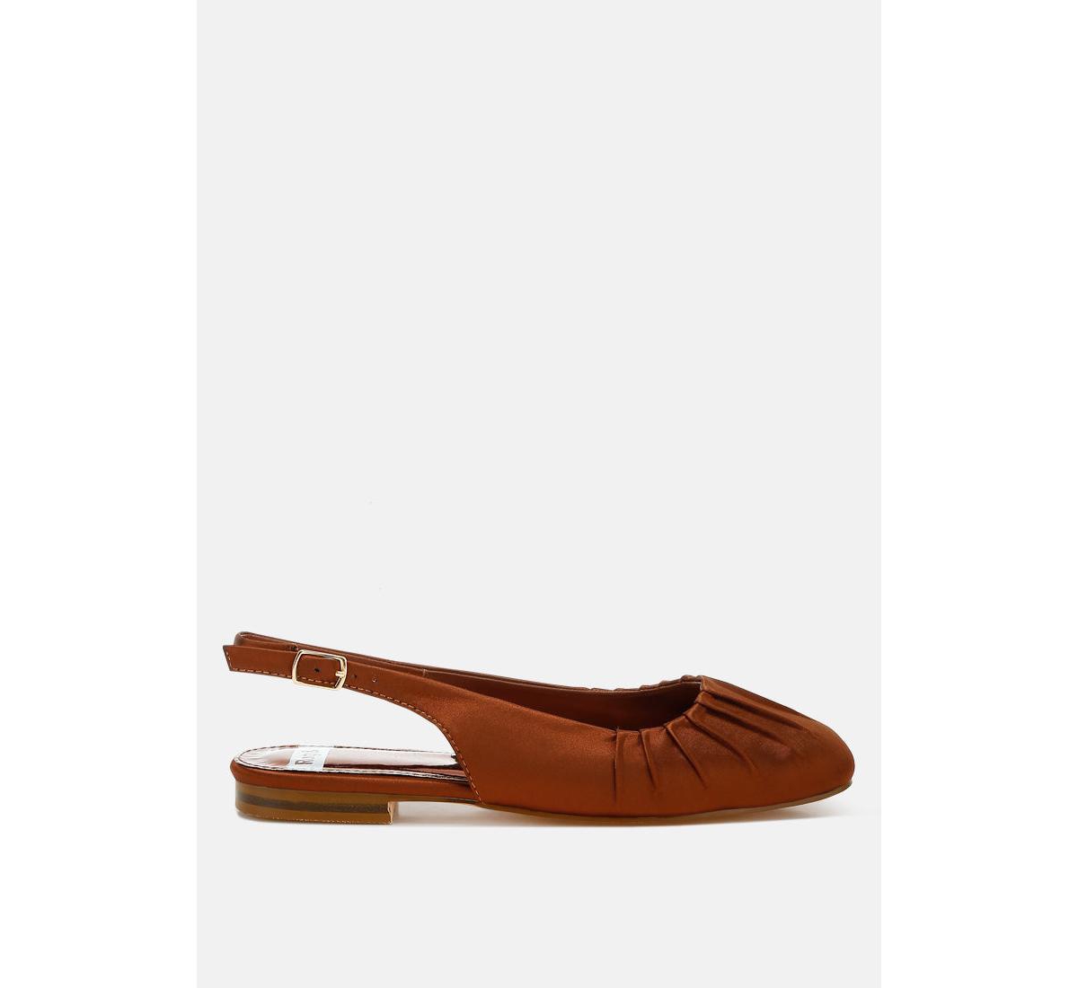 Rag & Co Cheeni Satin Square Toe Flat Slingbacks