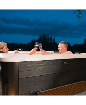 MSpa Oslo 6 Person Squared Hot Tub with Hydro Massage Jets Plus and LED Strip